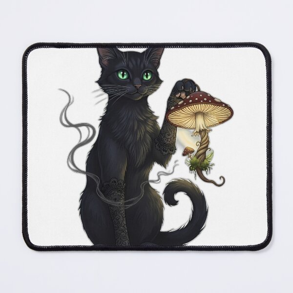 Item preview, Cat Familiar Mushroom Lantern Lace Socks designed and sold by IllumeInk.