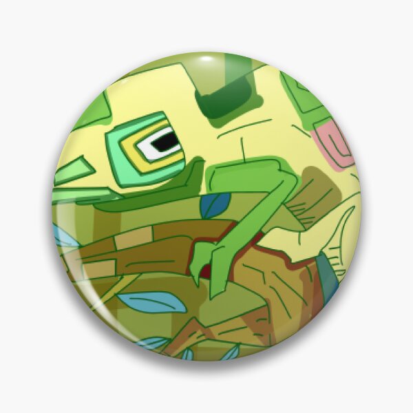 Item preview, Geometric Chartreuse Chameleon - Abstract Graphic Art with Blue Leaves designed and sold by StarSplatter.