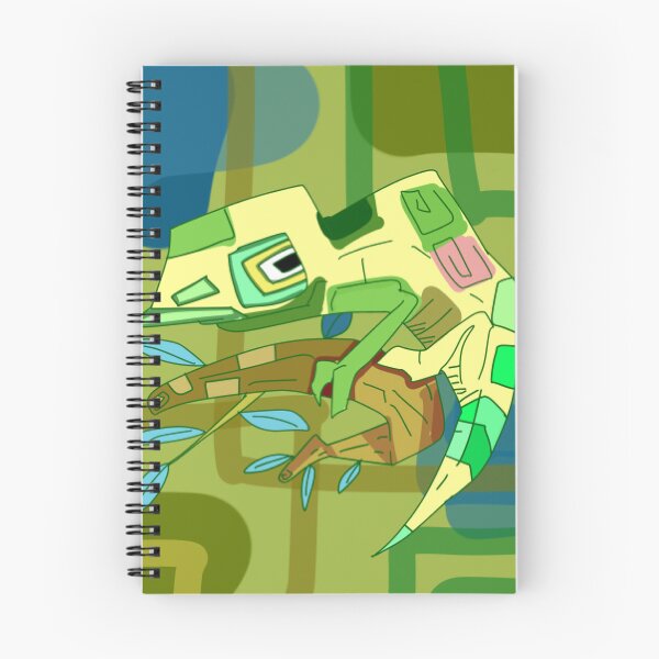 Item preview, Geometric Chartreuse Chameleon - Abstract Graphic Art with Blue Leaves designed and sold by StarSplatter.