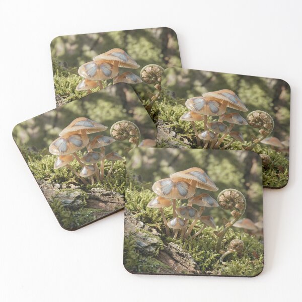 Item preview, Enchanted Butterfly Wing Mushrooms in Mossy Forest Macro designed and sold by 3free3street - Neon & Graffiti Digital Art.