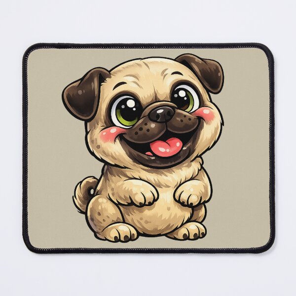 Item preview, Happy Cartoon Pug - Cute Smiling Puppy Art designed and sold by myforestfog.