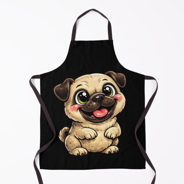Item preview, Happy Cartoon Pug - Cute Smiling Puppy Art designed and sold by myforestfog.
