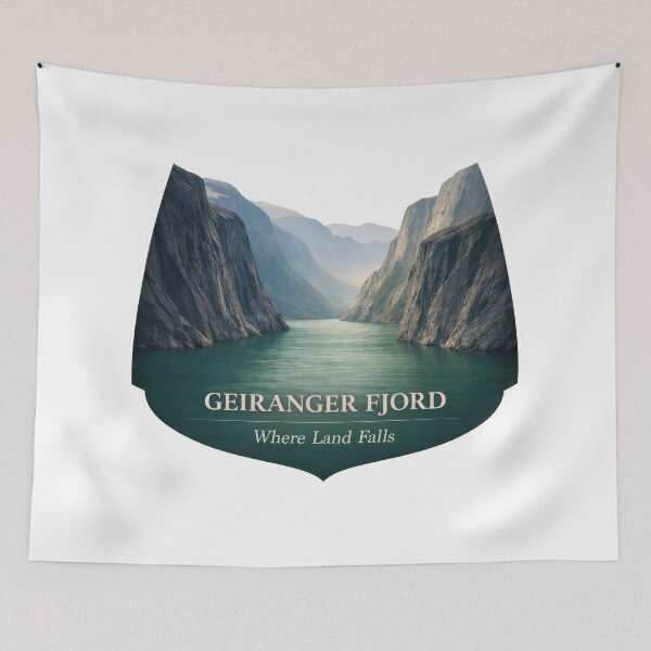 Item preview, Geiranger Fjord Where Mountains Lean In designed and sold by EdvvinStudios.
