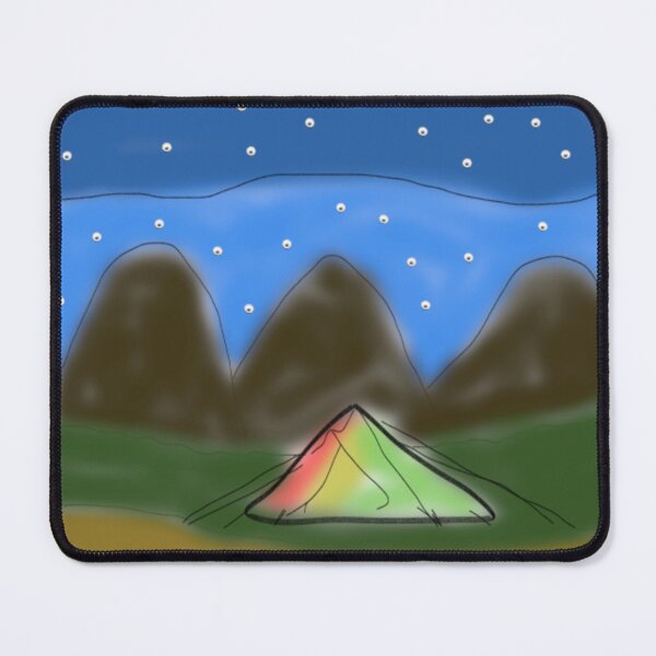 Item preview, Whimsical Camping Tent Under Starry Night Sky - Colorful Childlike Mountain Graphic designed and sold by StarSplatter.