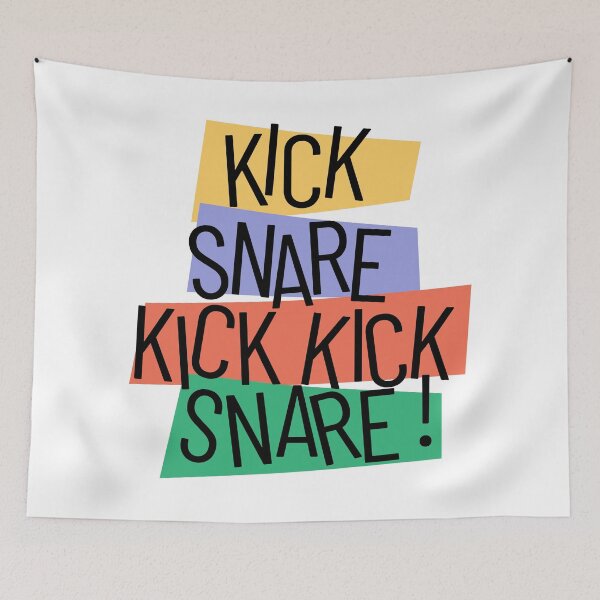 Item preview, Kick Snare Drum Beat Colourful Retro Jazz Typography designed and sold by Be-bored.