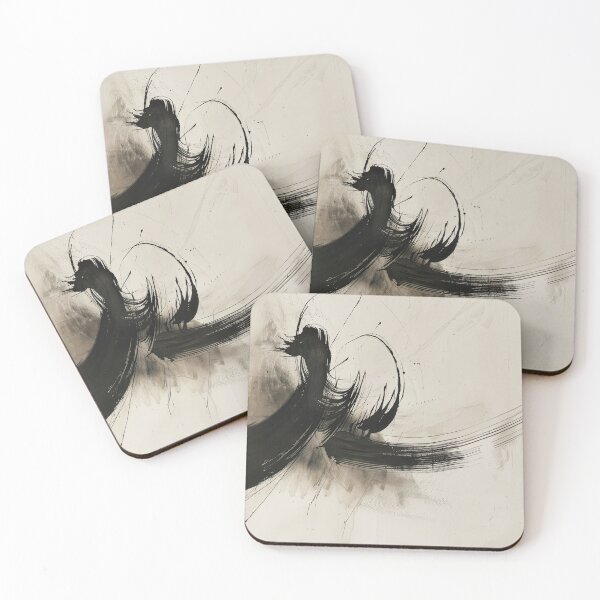 Item preview, Abstract black and white ink design, minimalist expressive lines designed and sold by CosmicGlyph.