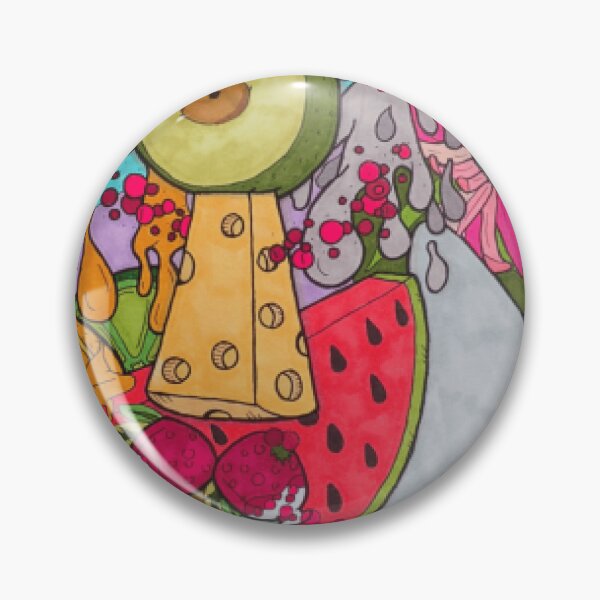 Artikelvorschau, Surrealistische maximalistische Lebensmittelkunst-Kritzelei – Avocado-Käse-Mond-Grafik entworfen und verkauft von StarSplatter.