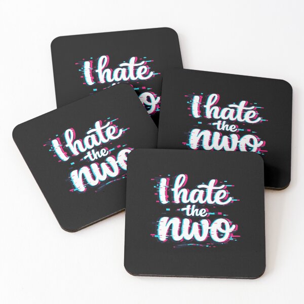 Item preview, I Hate the NWO Glitch Text  |  Anti NWO Conspiracy Meme designed and sold by MaxLevelMerch.