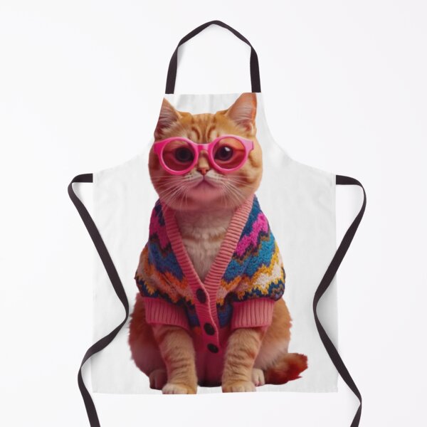 Item preview, Retro Cool Cat in Colorful Knit Cardigan & Pink Glasses - Funny Aesthetic Cat Art designed and sold by Timastorart.