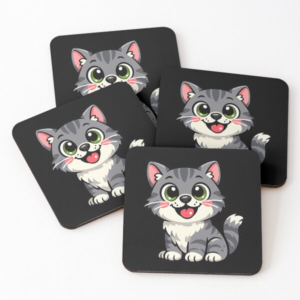 Item preview, Cheerful Grey Tabby Kitten - Cute Kawaii Smiling Cat designed and sold by myforestfog.