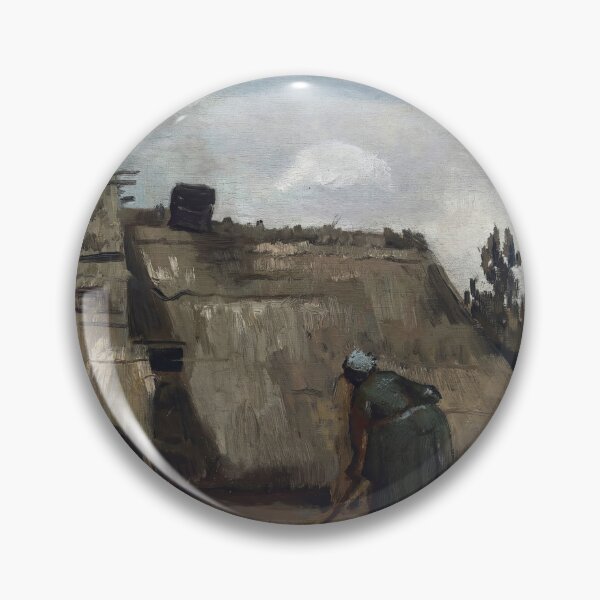 Item preview, A Peasant Woman Digging by Vincent van Gogh: Rustic Cottage Fine Art Print designed and sold by artofuniverse.