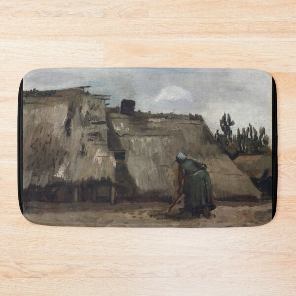 Item preview, A Peasant Woman Digging by Vincent van Gogh: Rustic Cottage Fine Art Print designed and sold by artofuniverse.