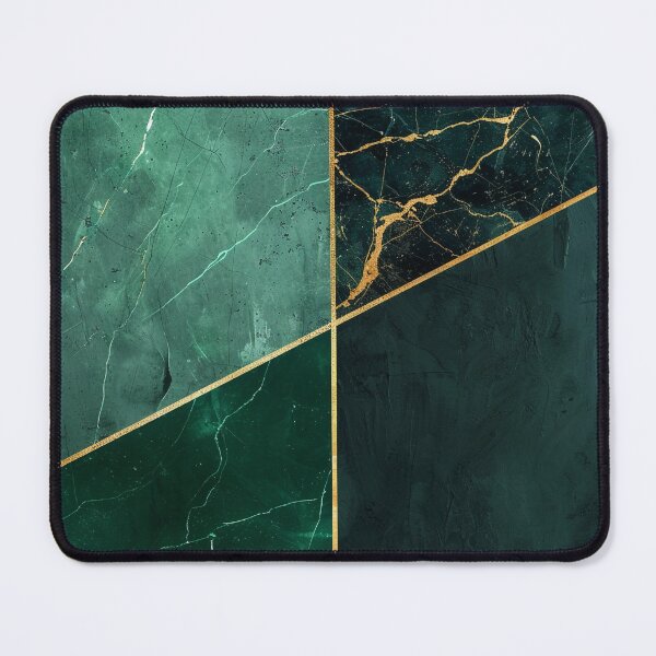 Item preview, Abstract emerald green gold marble design, geometric modern designed and sold by CosmicGlyph.