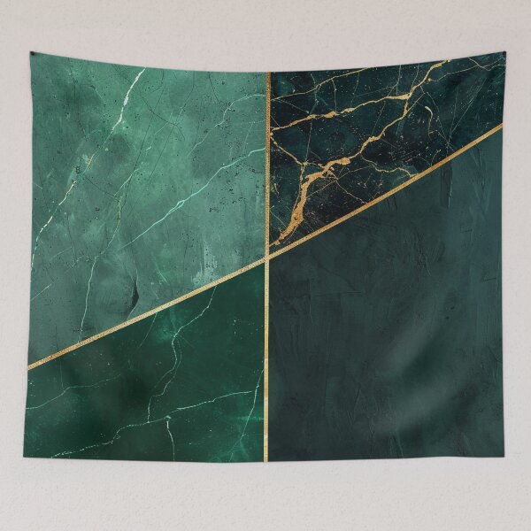 Item preview, Abstract emerald green gold marble design, geometric modern designed and sold by CosmicGlyph.
