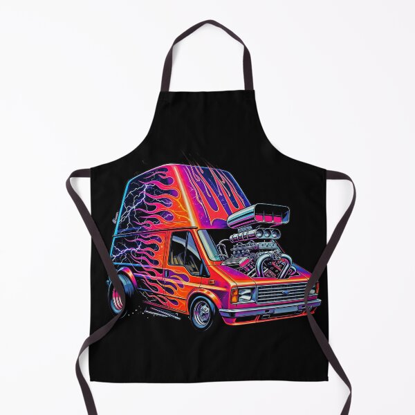 Item preview, Neon Flame Drag Van - Psychedelic Custom Van with Big Block Engine Art designed and sold by David Brookes Digital.