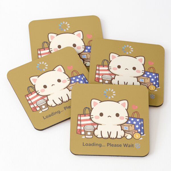 Item preview, Kawaii Cute Cat Shopping Mode – Loading Please Wait Funny Design designed and sold by ARTISTRYHOME-27.