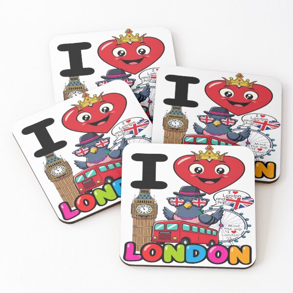 Item preview, I Love London Cute Cartoon T-Shirt – Big Ben, Red Bus & Funny Pigeon UK Travel Graphic Tee designed and sold by Sushikidsntod.