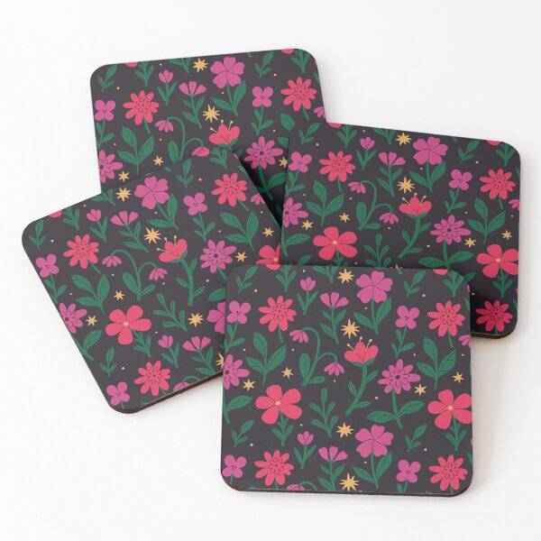 Item preview, purple and red flowers on a dark background designed and sold by burbura.