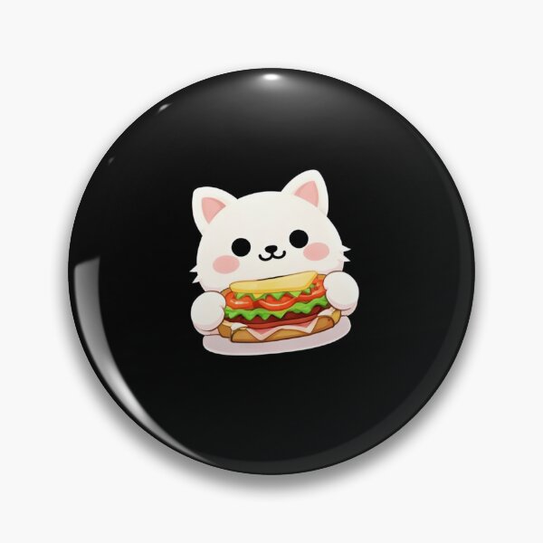 Item preview, Kawaii White Cat Eating Deli Sub Sandwich - Cute Chibi Kitty Burger designed and sold by Trendora90.