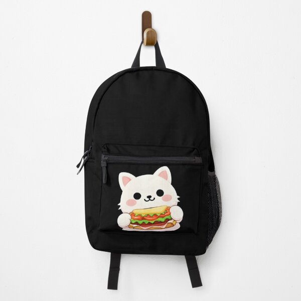 Item preview, Kawaii White Cat Eating Deli Sub Sandwich - Cute Chibi Kitty Burger designed and sold by Trendora90.