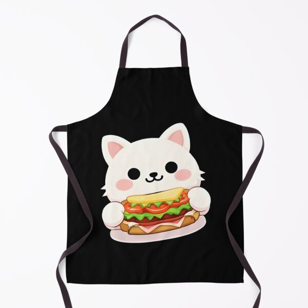 Item preview, Kawaii White Cat Eating Deli Sub Sandwich - Cute Chibi Kitty Burger designed and sold by Trendora90.
