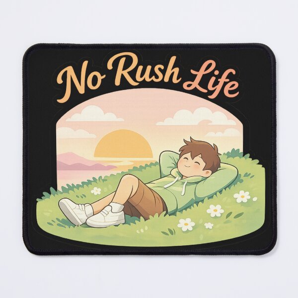 Item preview, No Rush Life Aesthetic Cartoon Design | Chill Sunset Relax Vibe | Soft Life Hoodie & Sticker designed and sold by irfanshikh.
