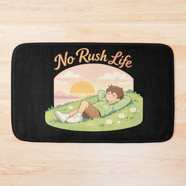 Item preview, No Rush Life Aesthetic Cartoon Design | Chill Sunset Relax Vibe | Soft Life Hoodie & Sticker designed and sold by irfanshikh.