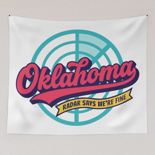 Item preview, Oklahoma Radar Says We Are Fine Retro Script Typography Vector Art designed and sold by Cozy-Old-Pub.