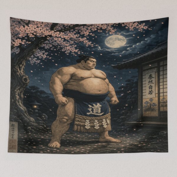 Item preview, Sumo Moon Vigil – Sakura Night Art designed and sold by ArtFreshStudio.