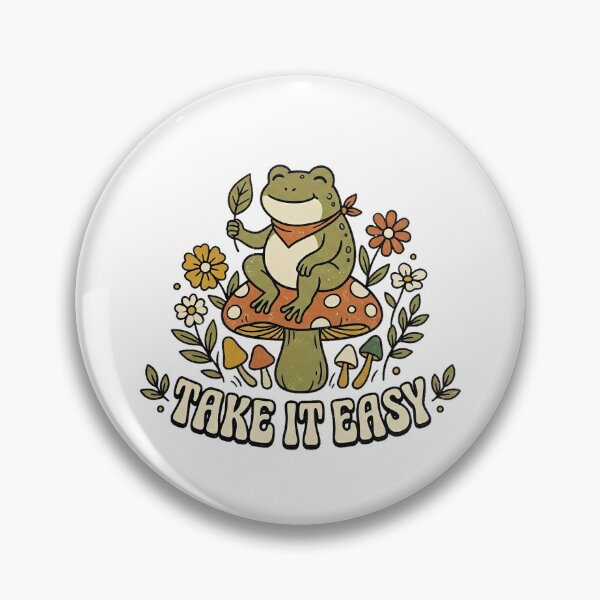Artikelvorschau, Cute Frog Take It Easy Retro Vintage Cottagecore Frog Nature Aesthetic Design entworfen und verkauft von ChipchaOddities.