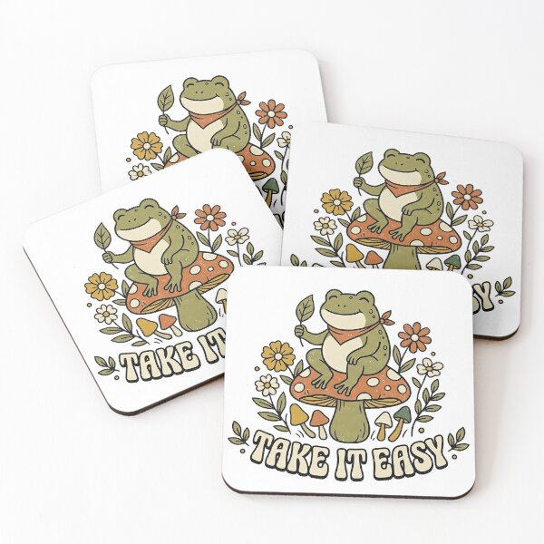 Artikelvorschau, Cute Frog Take It Easy Retro Vintage Cottagecore Frog Nature Aesthetic Design entworfen und verkauft von ChipchaOddities.