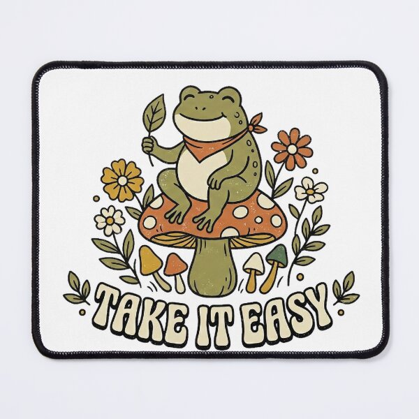 Item preview, Cute Frog Take It Easy Retro Vintage Cottagecore Frog Nature Aesthetic Design designed and sold by ChipchaOddities.