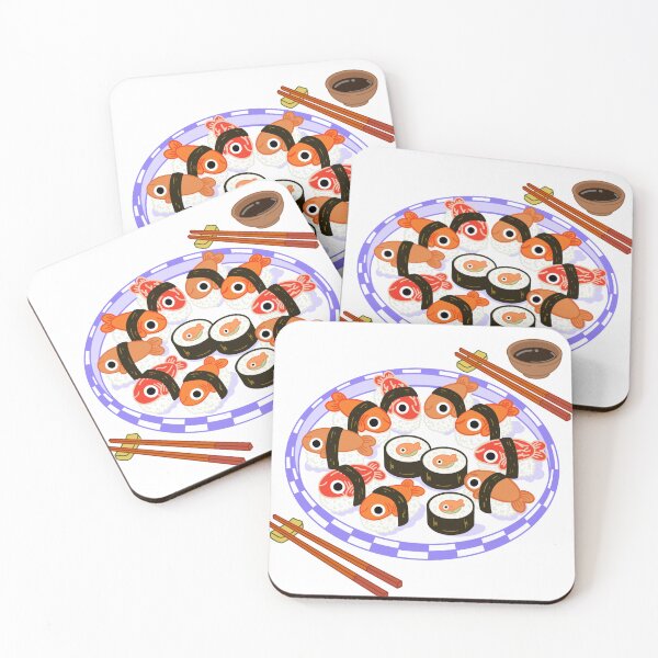 Item preview, Sushi Cartoon Faces Cute Plate designed and sold by DrawnByMoonBeam.