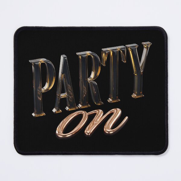 Item preview, Party On Luxury 3D Typography Glass Serif Letters Rose Gold Script Text Elegant Midnight Black Aesthetic Sophisticated Celebration Statement Graphic Design designed and sold by icemanphotos.