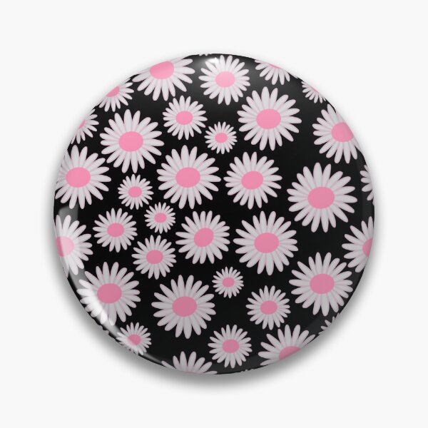 Aperçu de l'œuvre Marguerites roses et blanches sur fond noir créée et vendue par SuperFloofRes.