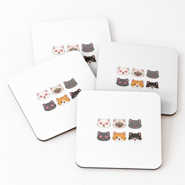 Item preview, Cute Kawaii Cat Face Emotion Stickers Set designed and sold by Thitinan05.