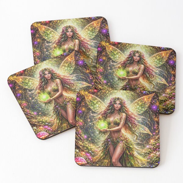 Item preview, Forest Fairy Goddess - Enchanted Glowing Wings with Magic Orb Fantasy Art designed and sold by David Brookes Digital.