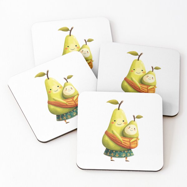 Item preview, Kawaii Pear Mom and Baby Sling Mother's Day Illustration designed and sold by BigStar-Cart.