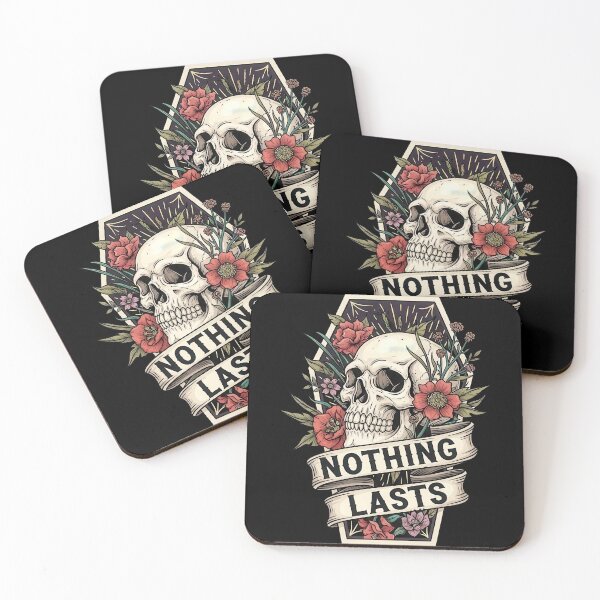 Item preview, Nothing Lasts Skull on Coffin Shape with Dead Leaves designed and sold by nuel-art.