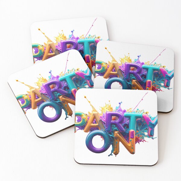 Item preview, Party On 3D Glass Typography Color Splash designed and sold by icemanphotos.