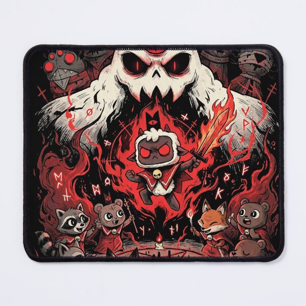 Item preview, Cult of the Lamb White Wool Red Crown Cult Leader Portrait designed and sold by Senpaiwaves.