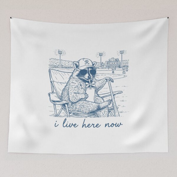 Item preview, Raccoon Meme I Live Here Now, Baseball Season, Sport Lover designed and sold by vintagearttee.
