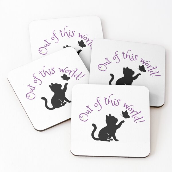 Item preview, Out of This World Cat — Black Kitten & Butterfly Silhouette Sticker designed and sold by WorkVibe Studio.