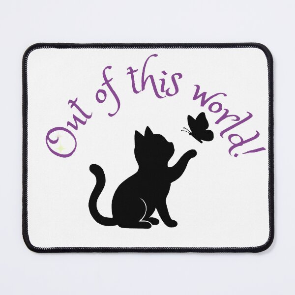 Item preview, Out of This World Cat — Black Kitten & Butterfly Silhouette Sticker designed and sold by WorkVibe Studio.