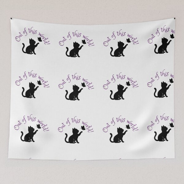 Item preview, Out of This World Cat — Black Kitten & Butterfly Silhouette Sticker designed and sold by WorkVibe Studio.