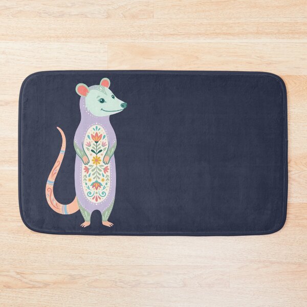 Item preview, Standing Floral Folk Art Opossum – Scandinavian Folk Art by heidiannemorris © designed and sold by FOLK ART FUSION by heidiannemorris.