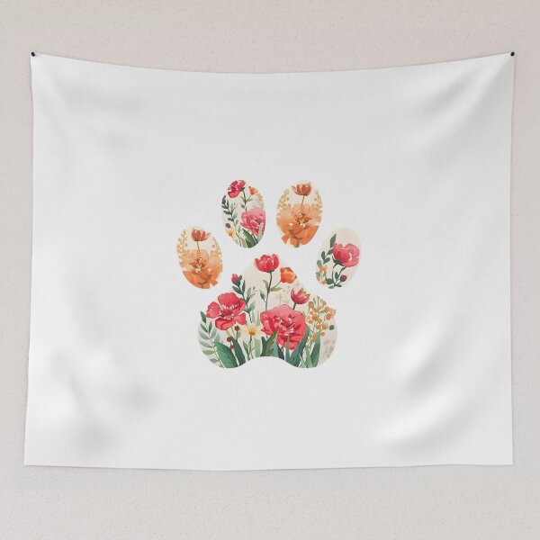 Item preview, Cat's paw print with flowers designed and sold by uunaa.