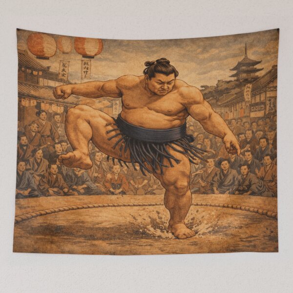 Item preview, Sumo Wrestler Ukiyo-e Vintage Japanese Art Print designed and sold by ArtFreshStudio.