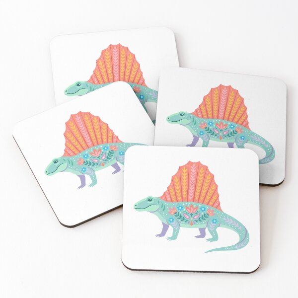 Item preview, Floral Folk Art Dimetrodon – Scandinavian Folk Art by heidiannemorris © designed and sold by FOLK ART FUSION by heidiannemorris.