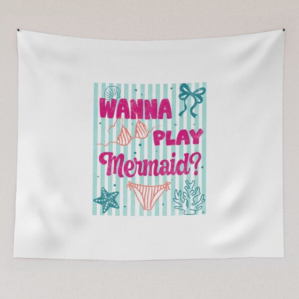 Item preview, Couquette Stripeds Wanna Play Mermaids, Summer Season designed and sold by vintagearttee.